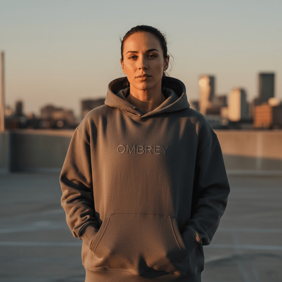 OMBREY Charcoal Heavyweight Organic Cotton Hoodie – Precision Design Studio Study of Oversized Structural Fit for Women